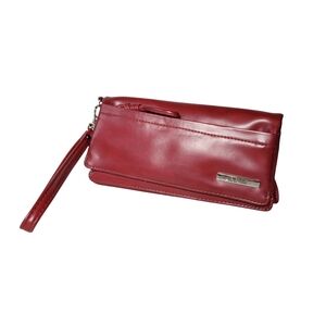 Kenneth Cole Reaction red faux leather clutch wristlet